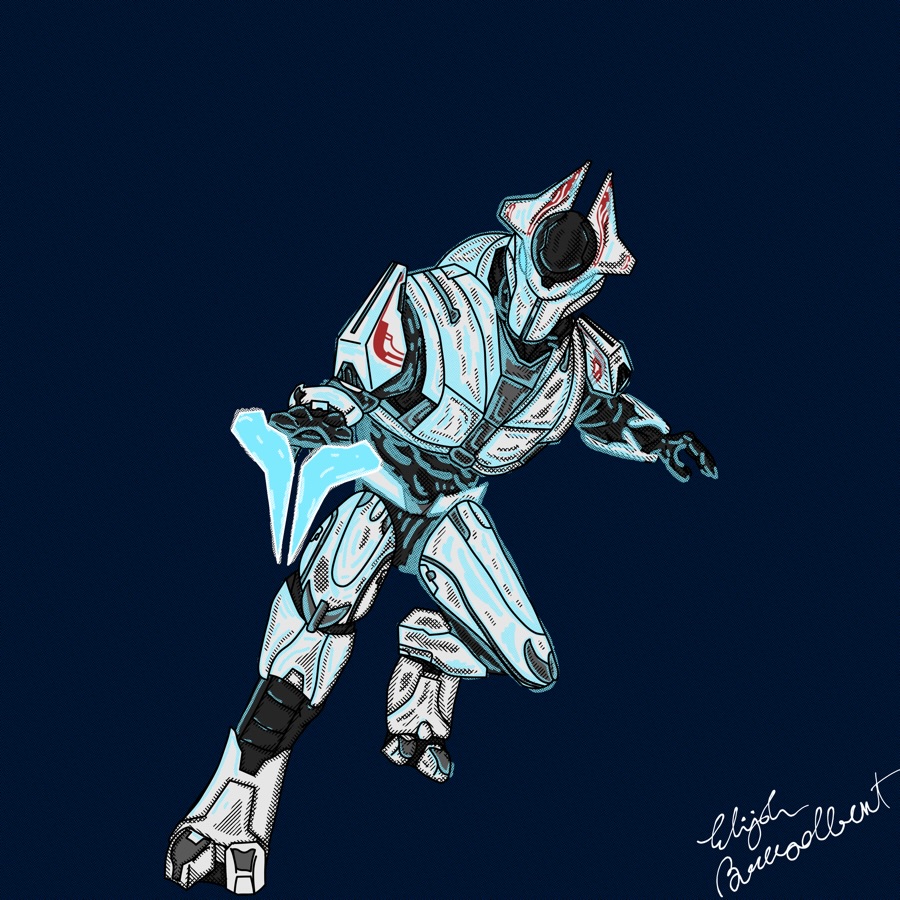 Digital art of an Elite Ultra charging into battle.