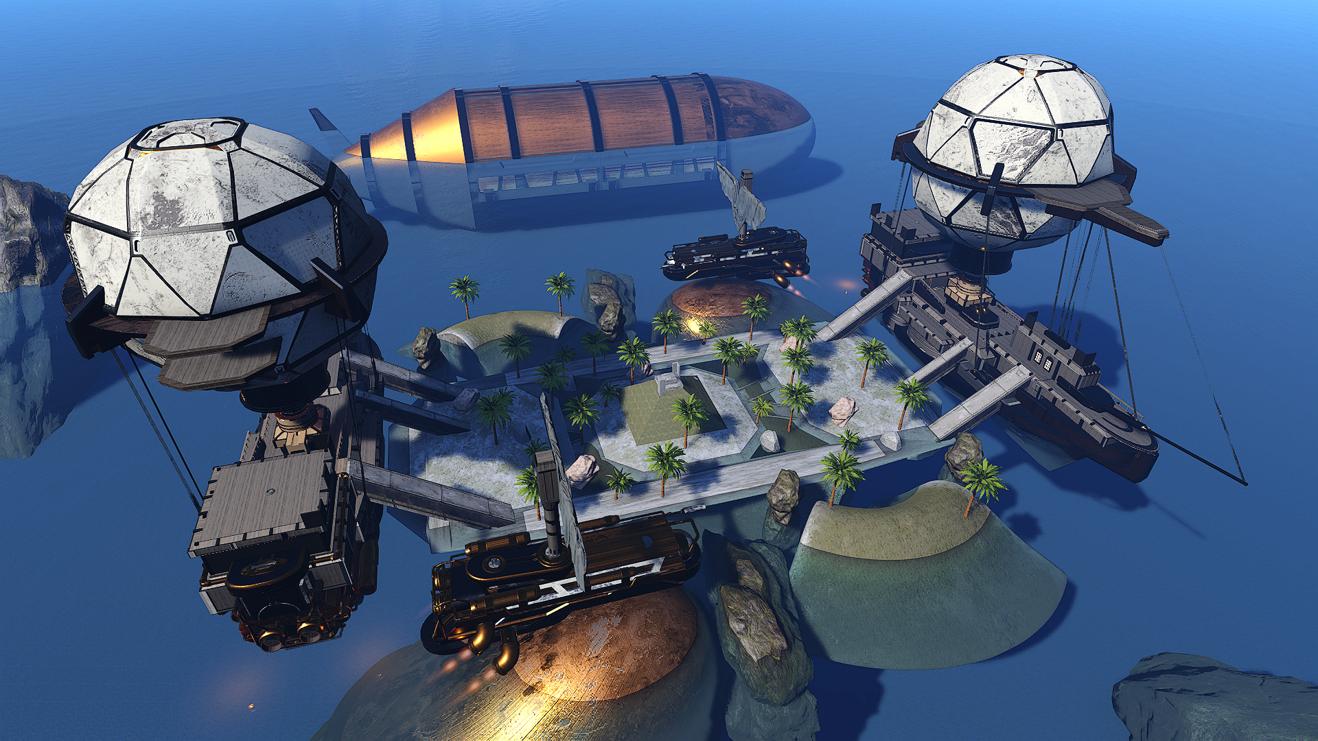 A Forged island surrounded by Forged airships.