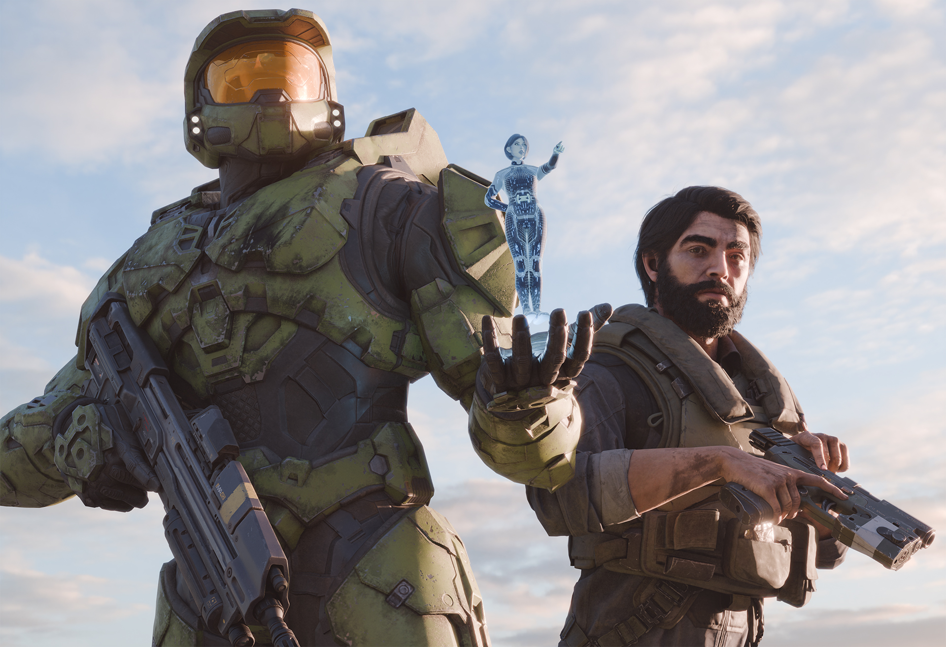 The Master Chief, Joyeuse, and Fernando Esparza by CurrentlyNotHere.