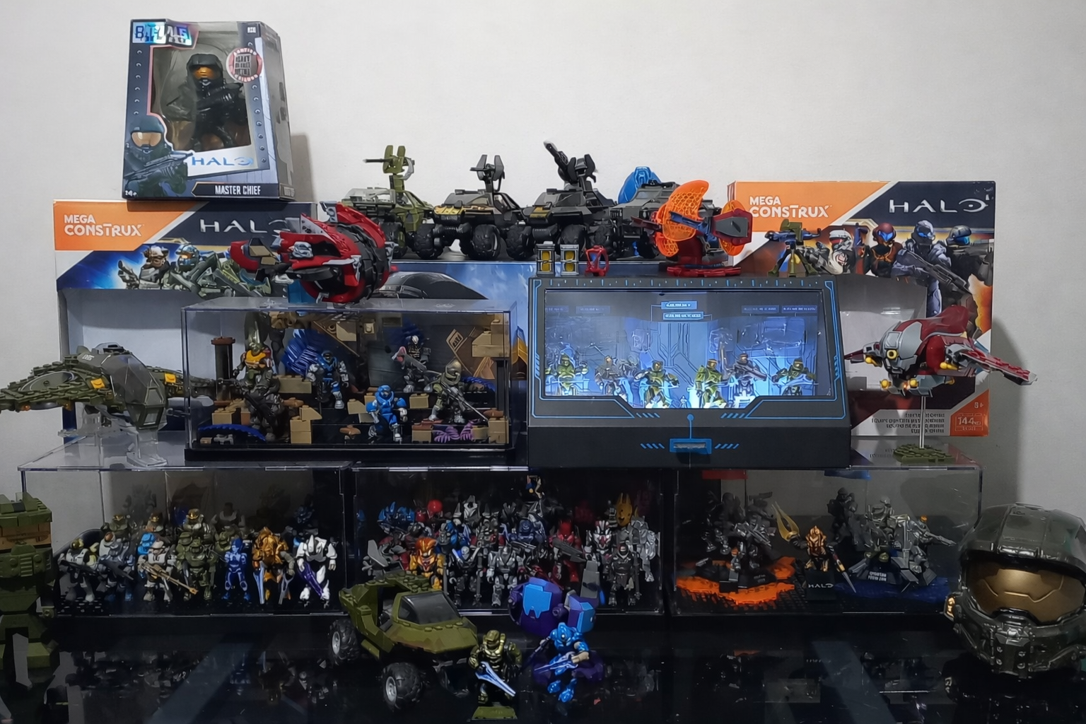 A large collection of Halo toys and Mega Construx.