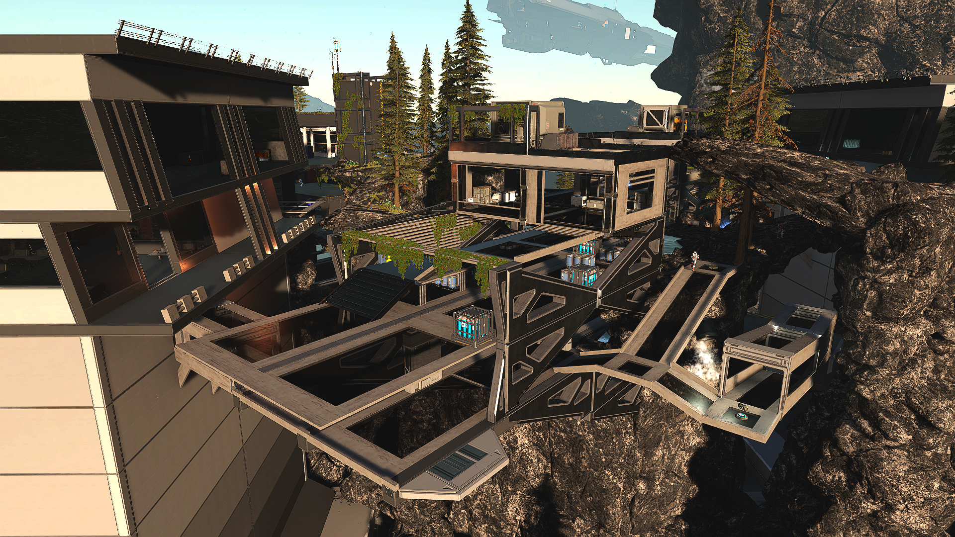 A map set on the cliffside with open air platforms and bridges.