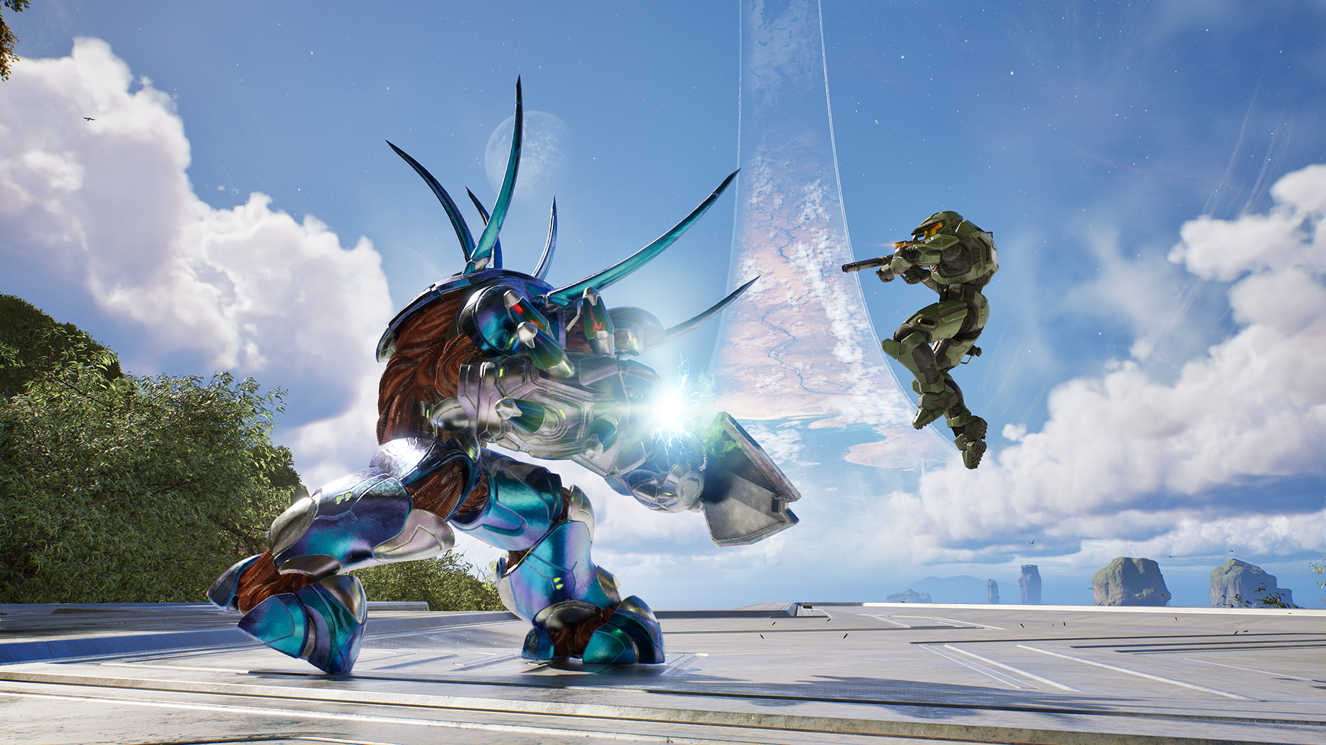 Master Chief battling a Grunt on Silent Cartographer in Halo: Campaign Evolved.