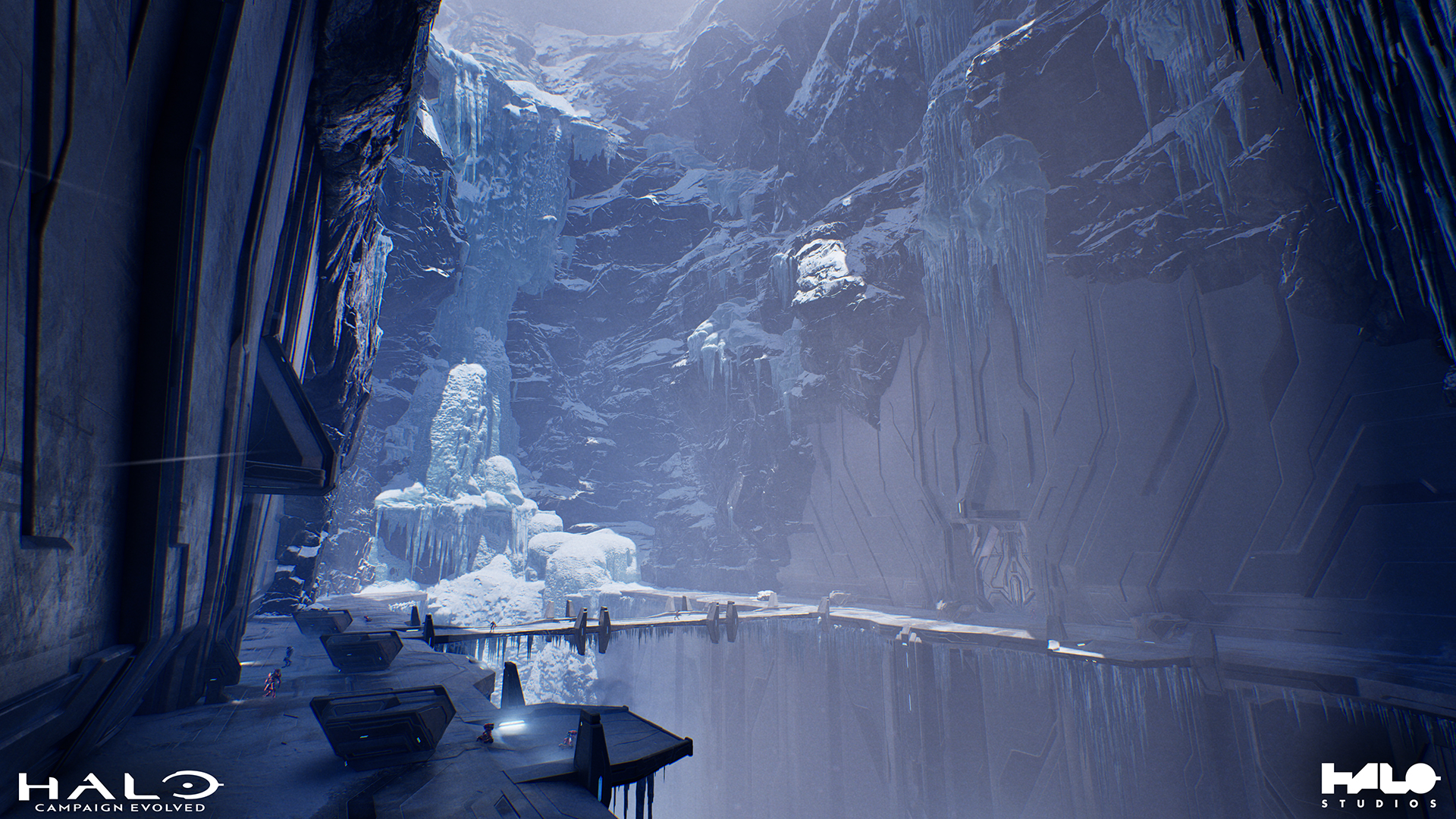 The snowy and icy landscape of Assault on the Control Room.