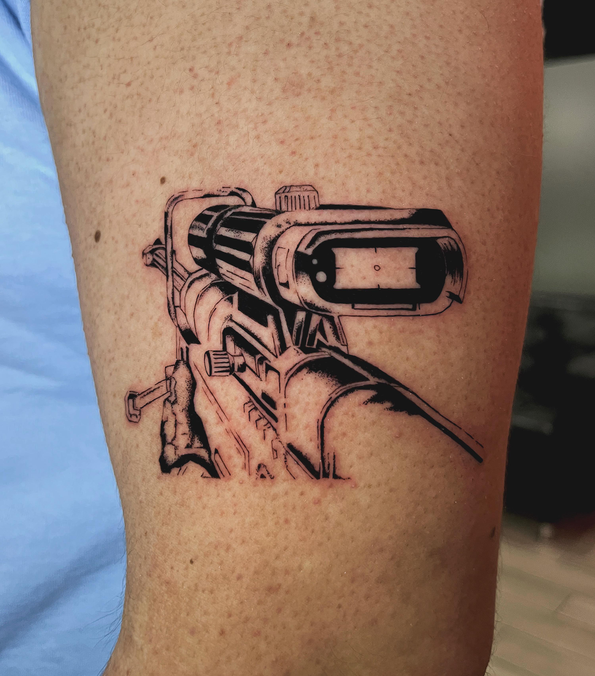 Line art tattoo of the Halo Sniper Rifle