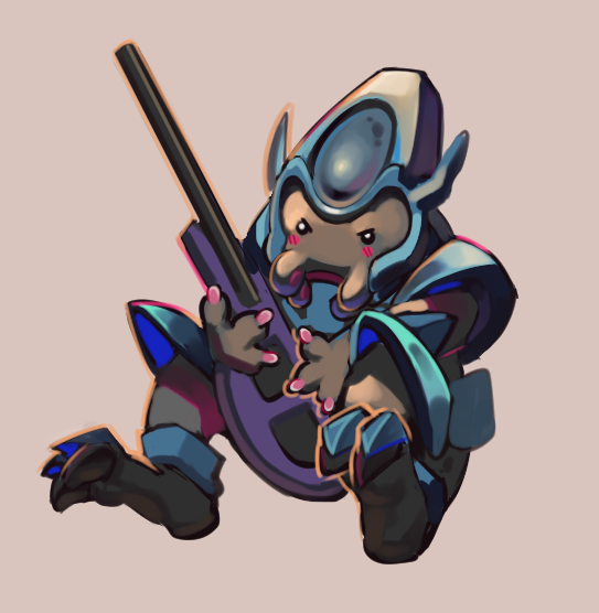 A very cute Elite that is slightly rotund, and hugging a Carbine.