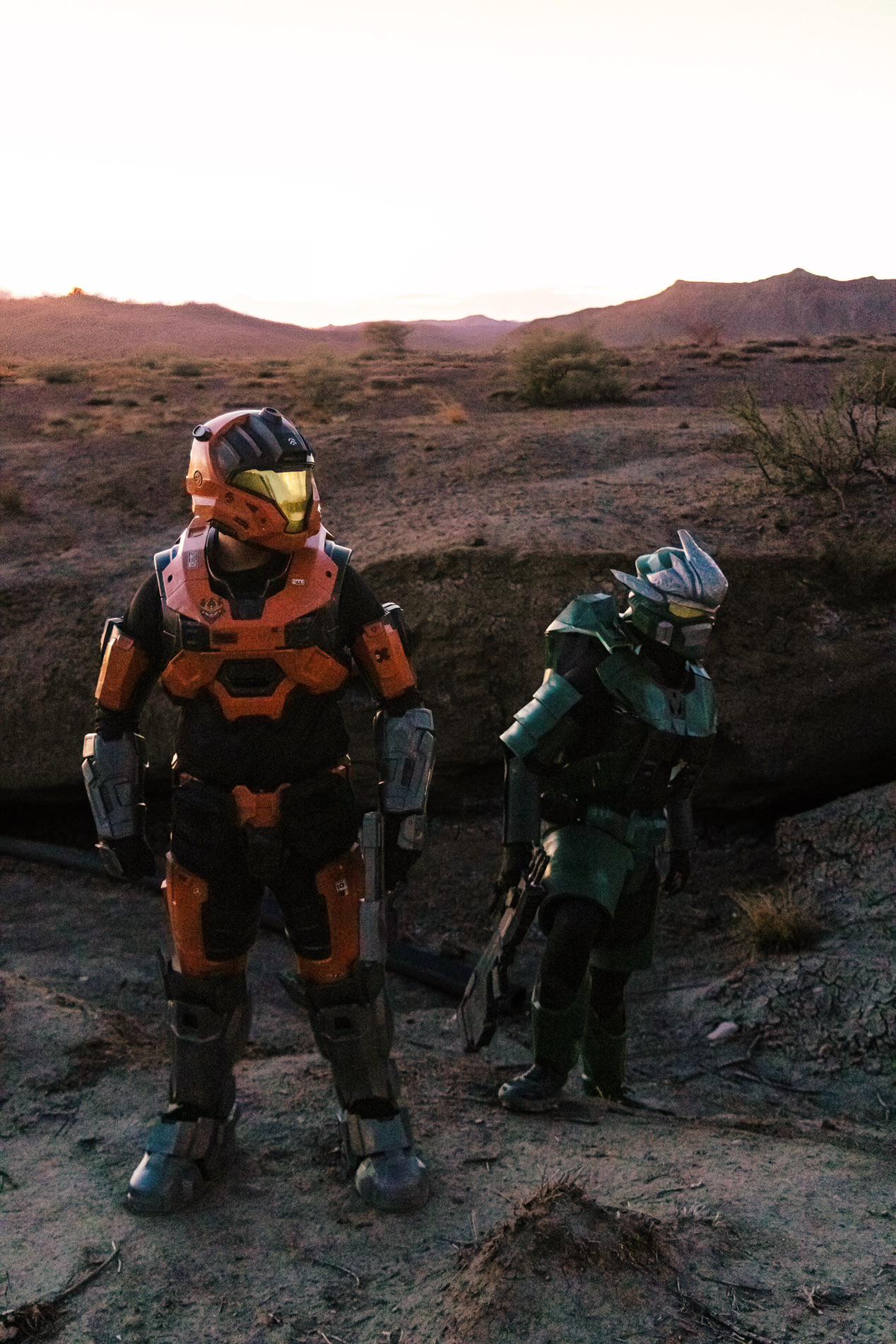 Two Spartan cosplays in Big Bend National Park
