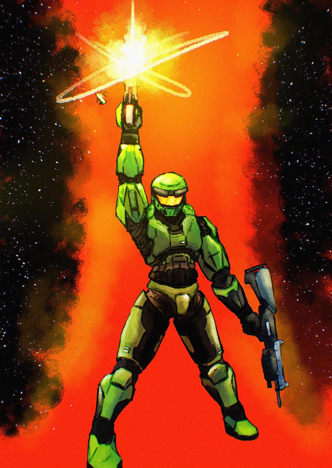 Master Chief in the He-Man pose