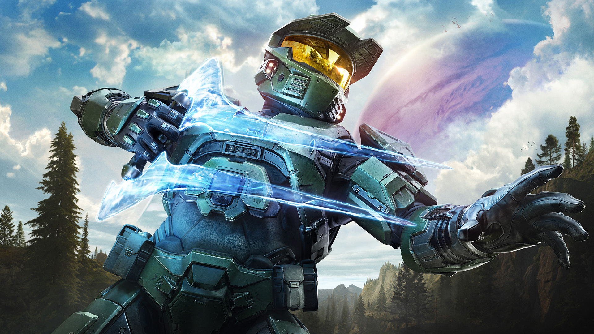 Halo: Campaign Evolved variant key art. The Master Chief brandishes an Energy Sword.