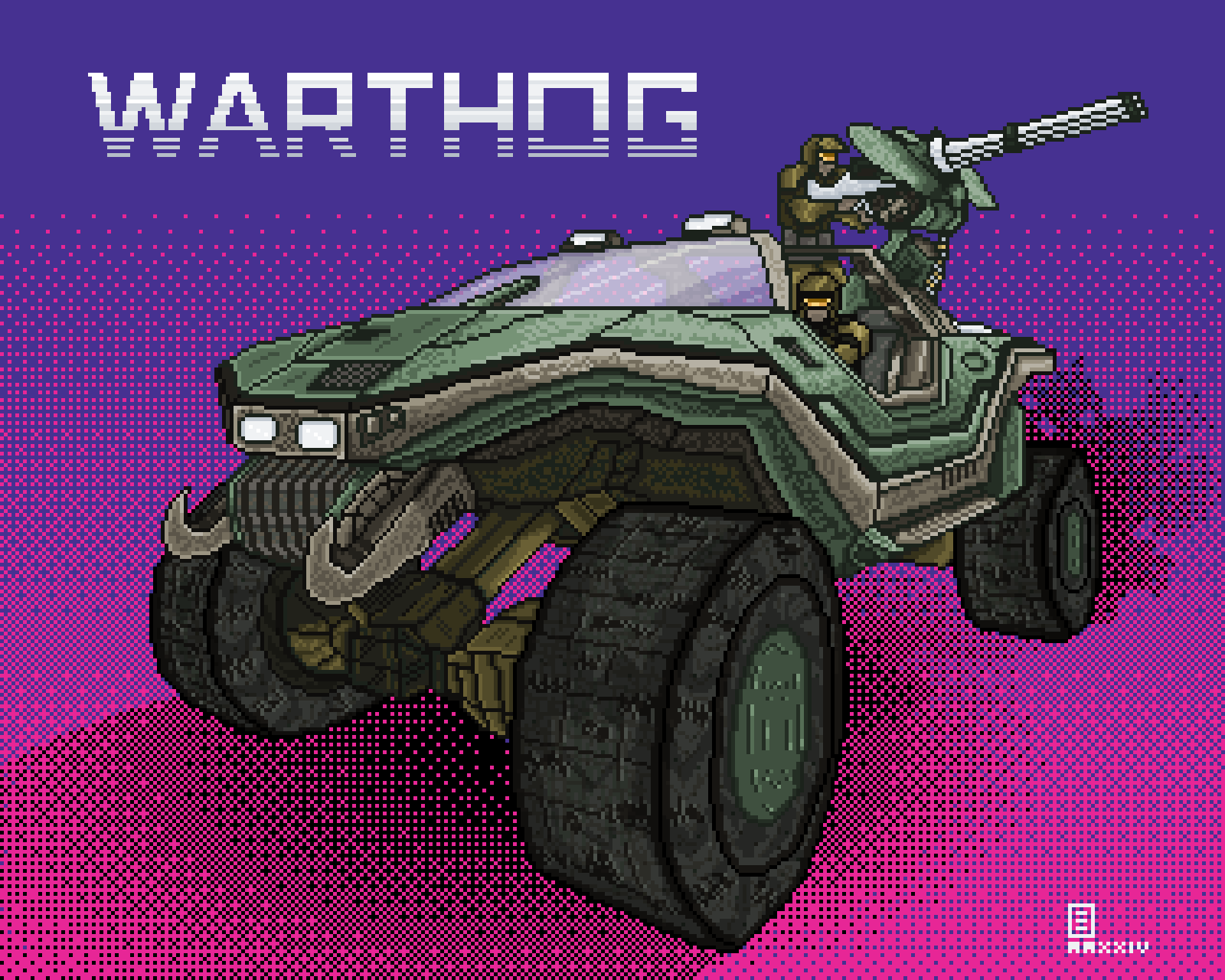 Pixel art of a Warthog