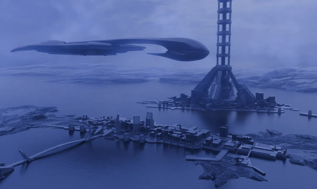 Art by RipRepresentative746. A 3D rendering of New Mombasa as seen in Halo 2's menu.