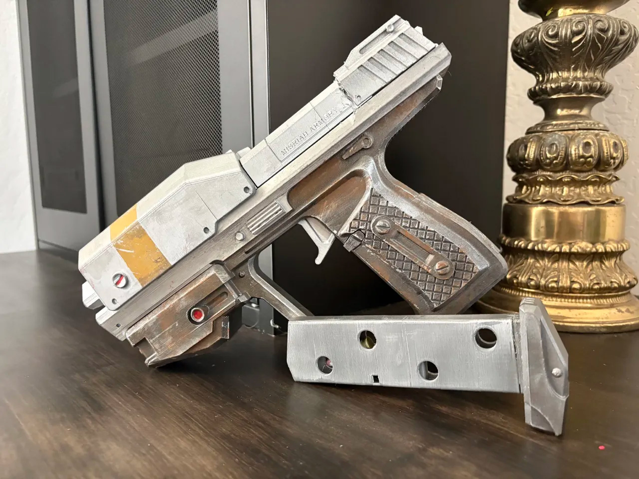 Cosplay prop by TANKO the cornball. A custom-painted UNSC Magnum.