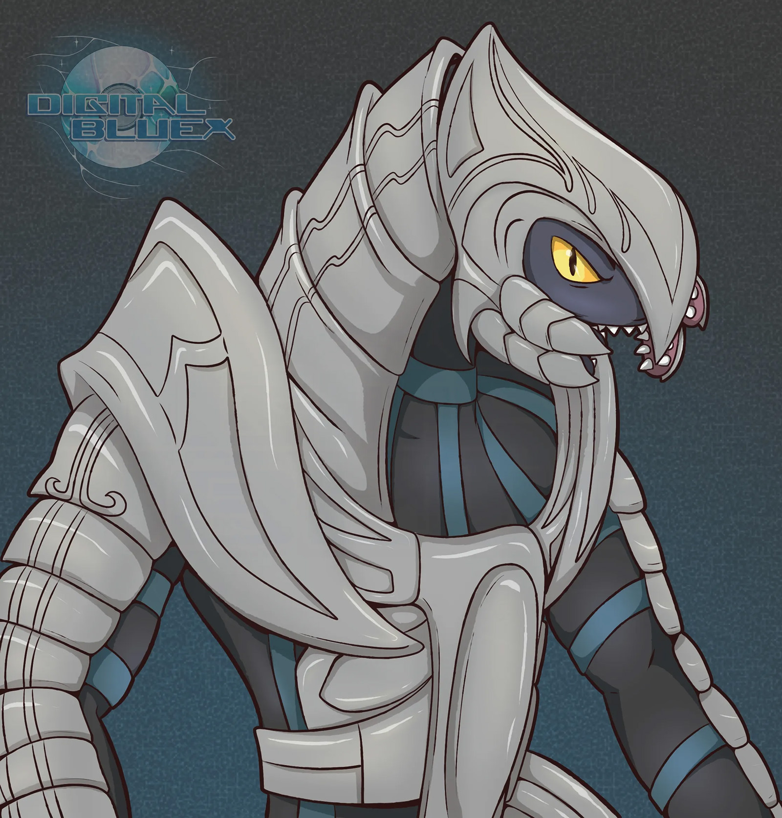 Art by digitalbluex. A cartoon rendering of the Arbiter.