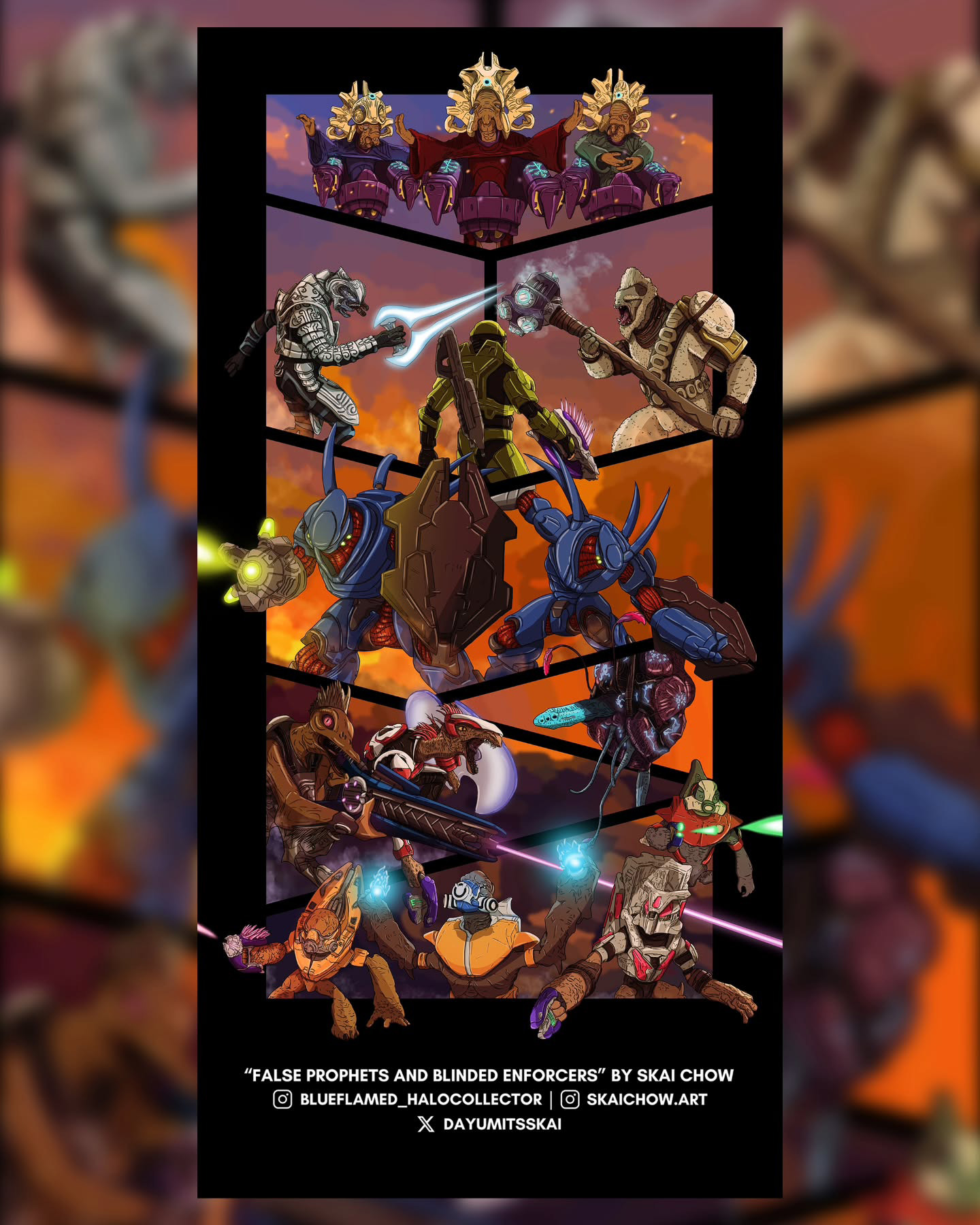 Art by skaichow.art. Scenes from various Halo titles completed for the 2026 Halo Community Calendar.