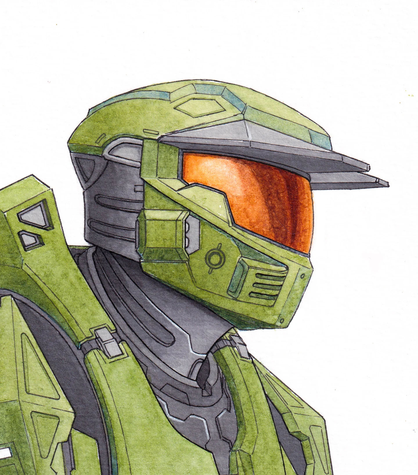 Art by spartan.cassius. Profile portrait of the Master Chief.
