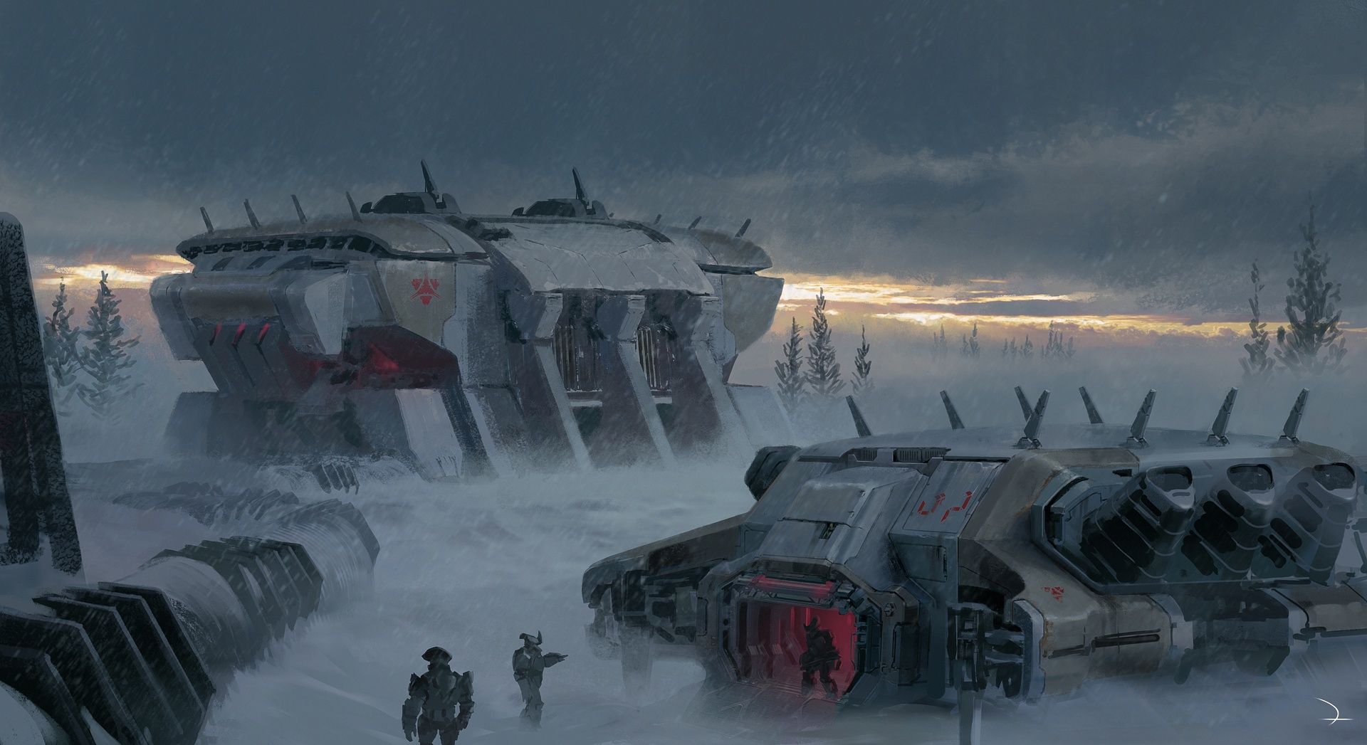 Art of Banished bases on Zeta Halo in a tundra-like environment