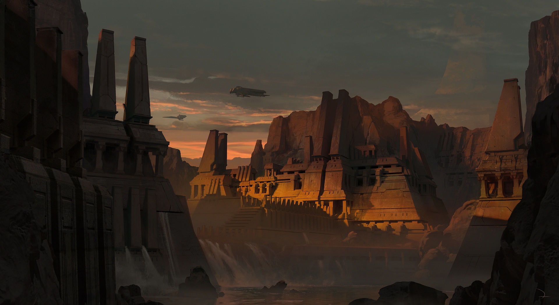 Art of ancient human Tudejsa ruins on Zeta Halo